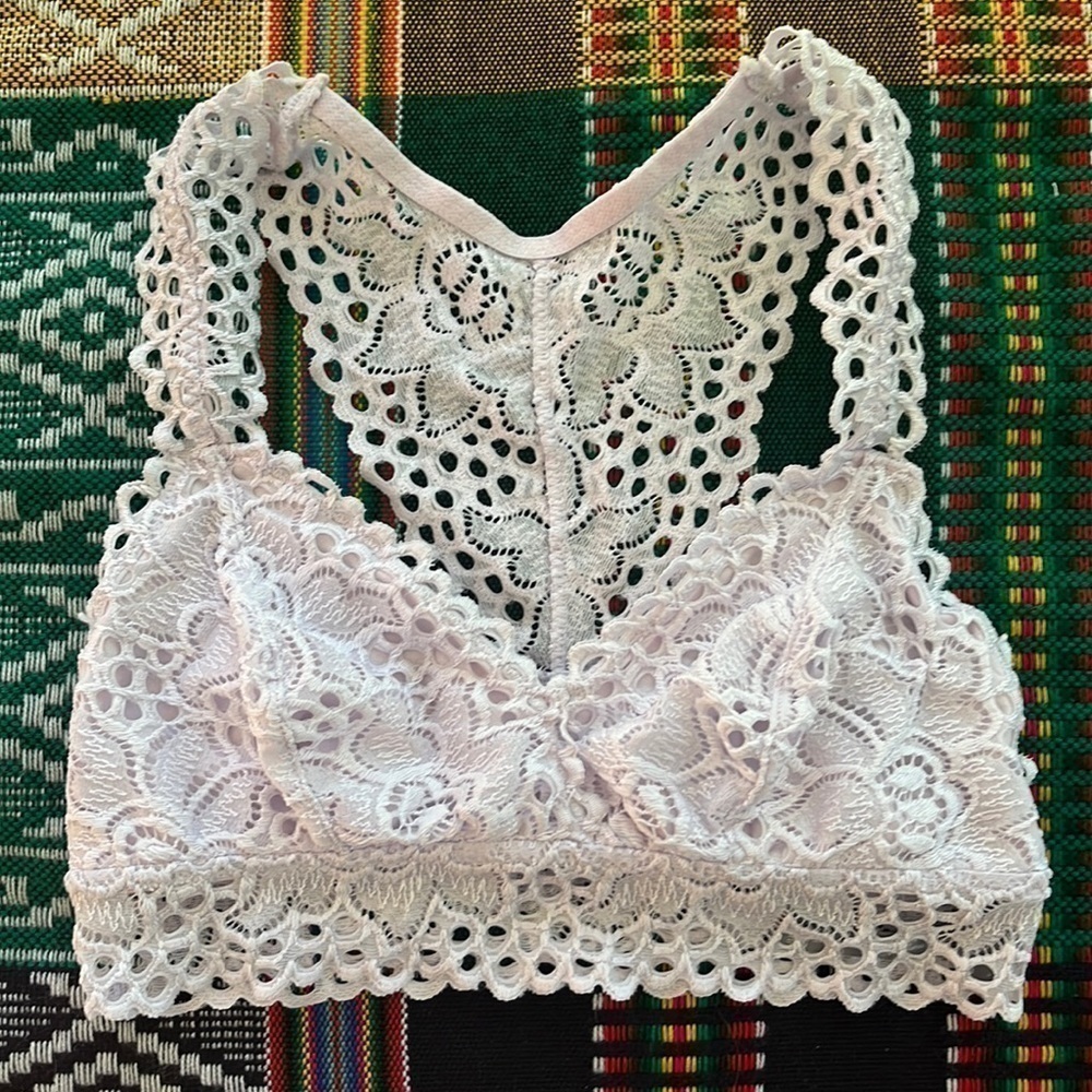 AERIE Eyelet Lace Floral Bralette Racerback Boho